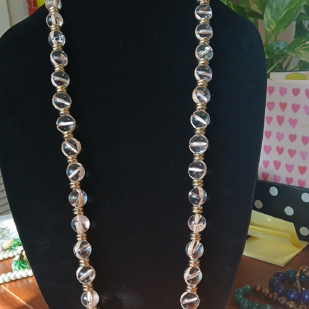 Elegant Gold and Clear Beaded Necklace